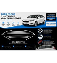 Focus Uyumlu 3 Hatchback Krom Cam Çerçevesi 12 Parça 2011-2017 Arası