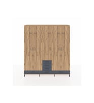 Hyperion Dolap 6 Raflı 6 Çekmeceli 4 Askılı 220x44x243 Çam-Çam/Antrasit
