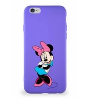 Apple iPhone 6S Soft Premier Kapak Minnie Mouse-D Tasarımlı Silikon Kılıf - Mor (Şeffaf)