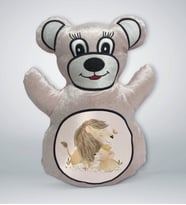 BK Gift Sevimli Aslan Tasarımlı Krem Ayıcık Yastık-4