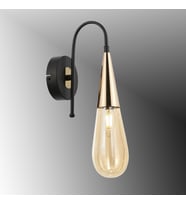 TT023-1-APL-SY-GD TT Aydınlatma Damla Modeli Gold - Siyah Tekli Aplik