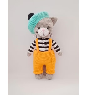 Turuncu Ressam Kedi Amigurumi Organik Oyuncak