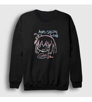Presmono Unisex Siyah Anti Social Club Bocchi The Rock Sweatshirt 506531tt