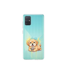 Samsung Galaxy A71 ile Uyumlu Splash Köpek Tasarımlı Şeffaf Silikon Kılıf