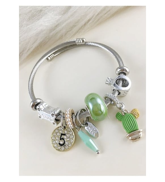 Kakts Siyah Bocuk Model Pandora Charm elik Bileklik
