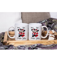 Mickey & Minnie Mouse & Yılbaşı & Mutlu Yıllar Tasarımlı Kişiye Özel İkili Kupa Seti