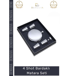 #ShotTermos Çelik Kahve Soğuk Tutucu Şık Dayanıklı Tasarım 1 Matara 4 Shot Bardak Hediye Seti