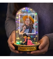 Fotoğraflı Yazılı Kişiye Özel Renkli LED Işıklı Fanus – Anlamlı, Romantik ve Unutulmaz Hediye M1 (Model 3)