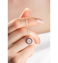 925 Ayar Gümüş Rose Minimal Nazar Kolye