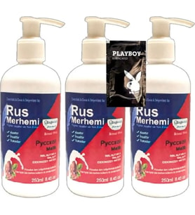 Süper Playboy 3 Adet 250 Ml Ceviz Sütlü & Cevizli Rus Merhemi Tüy Dökücü + 1 Armağan Jel