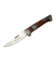 Mb3936a Kahverengi Av / Kamp Çakısı 20cm- Manuel, İşlemeli, Kemerlikli, Ahşap Sap