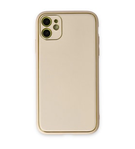 iPhone 12 Kılıf Coco Deri Silikon Kapak - Gold