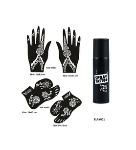 Çiçek Model El Ayak Geçici Dövme Seti Spray Tattoo Dark Siyah Renk