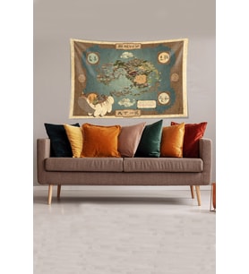 Mavi Avatar Dünya Haritası Leke Tutmaz Kadife Kumaş Duvar Örtüsü Duvar Halısı Tapestry (KAHVE)