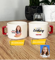 Kişiye Özel Karikatürlü Kız Çocuğa Hediye Lüks Fincan Kız Çocuk Hediyeleri Doğum Günü Hediyesi (Kırmızı)