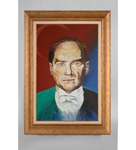 Çerçeveli Paspartulu Atatürk Tablo a507 (Gold)
