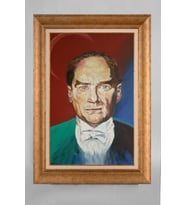 Çerçeveli Paspartulu Atatürk Tablo a507 (Gold)