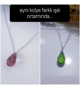 ortam ışığına göre renk değiştiren zultanit taşlı kadın gümüş kolye (Gümüş)