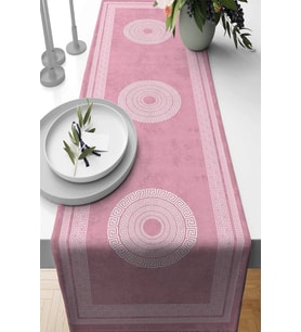 Pembe Çerçeveli Desen Premium Masa Örtüsü Runner RNR231