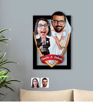 BK Gift Kişiye Özel İsimli Sevgililer Karikatürlü 3D Ahşap Tablo-16