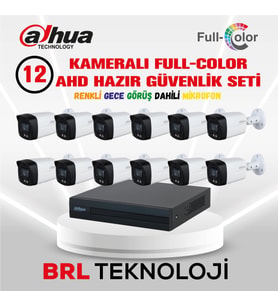 Dahua 12 Kameralı 40 Metre Renkli Gece Görüşlü Fullhd Dahili Mikrofonlu Kamera Seti