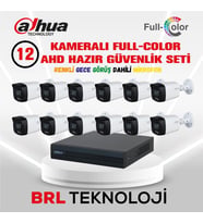 Dahua 12 Kameralı 40 Metre Renkli Gece Görüşlü Fullhd Dahili Mikrofonlu Kamera Seti