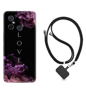 Xiaomi Redmi 12C Kılıf Silikon Boyun Askılı İpli Desenli Silikon Love Flow 1664