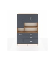 Arges Gardrop 9 Raflı 4 Çekmeceli 4 Kapaklı 132x30x195 Çam-Antrasit