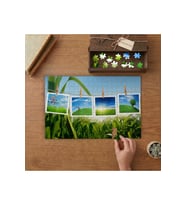 İpe Asılmış Fotoğraflar- Tasarımı 240 parça Ahşap Puzzle Ahşap Kutuda MP00269