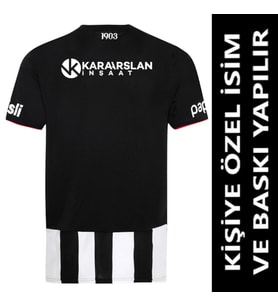 Beşiktaş Forma 2025/2026 Sezon KİŞİYE ÖZEL İSİM VE NUMARA BASKILI Yetişkin Futbol Forması PP19 (Siyah - Beyaz)