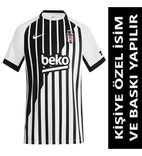 Beşiktaş Forma 2026/2027 Sezon KİŞİYE ÖZEL İSİM VE NUMARA BASKILI Yetişkin Futbol Forması PP19 (Siyah - Beyaz)