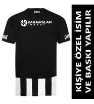 Beşiktaş Forma 2025/2026 Sezon KİŞİYE ÖZEL İSİM VE NUMARA BASKILI Yetişkin Futbol Forması PP19 (Siyah - Beyaz)