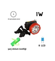 ultra güçlü 1w 8led düşük 10 yüksek 5 saate kadar çalışma süreli kafa lambası