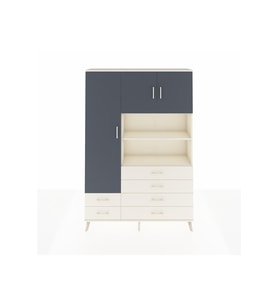 Arges Dolap 8 Raflı 6 Çekmeceli 3 Kapaklı 132x30x195 Aytaşı-Antrasit/Aytaşı