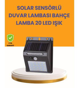 20 Led Güneş Enerjili Hareket Sensörlü Dış Mekan Duvar Lambası