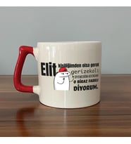 Elit Kişiliğimden Olsa Gerek Baskılı Kırmızı Kulplu D Kupa