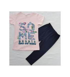 Aybeyce SO ME Baskılı Kız Çocuk Tshirt-Tayt Takım 9-12 Yaş Pembe