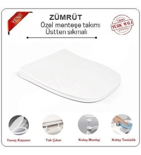 NKP SLİM KARE YAVAŞ KAPANIR KLOZET KAPAĞI ZÜMRÜT (Beyaz)
