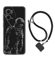 Xiaomi Redmi Note 11E Kılıf Silikon Boyun Askılı İpli Desenli Silikon İskelet Astronot 1613