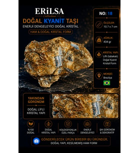 Sertifikalı Doğal Kyanit Taşı Ham Kristal Kütle Dekoratif Mineral Taş No 18