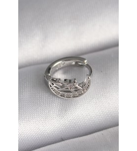 316L Çelik Gümüş Renk Zirkon Taşlı Ay Yıldız Model Tragus Piercing TJ-PR1323