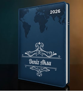 BK Gift Kişiye Özel İsimli Termo Sert Kapak 2026 Lacivert Ajanda -2, Öğretmenler Günü Hediyesi, Yeni İş Hediyesi