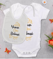 BK Kids Yesun Oni Babası Tasarımlı Bebek Body Zıbın ve Mama Önlüğü Hediye Seti - Model 1