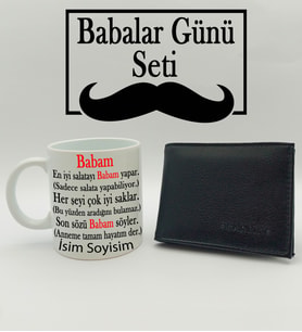 Babalar Gününe Özel Babam Tasarımlı Kişiye Özel Kupa & Cüzdan Hediye seti