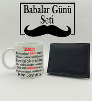 Babalar Gününe Özel Babam Tasarımlı Kişiye Özel Kupa & Cüzdan Hediye seti
