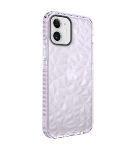 Uyumlu Model Apple iPhone 12 Kılıf Bumper Şeffaf Buzlu Kapak (Mor)