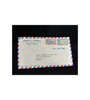Uçak Postası Air Mail 1952 yılında Bahama'lardan İngiltereye postalanmış 4d ve 6d Cent Pullu