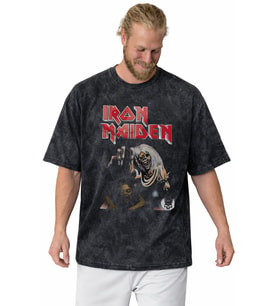 Tasarım Iron Maiden Rock Metal Müzik Grubu Baskılı Unisex Oversize Vintage Yıkamalı Tişört