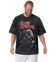 Tasarım Iron Maiden Rock Metal Müzik Grubu Baskılı Unisex Oversize Vintage Yıkamalı Tişört