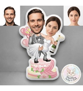 Kişiye Özel Pastalı Gelin Damat Şekilli Maskot Yastık